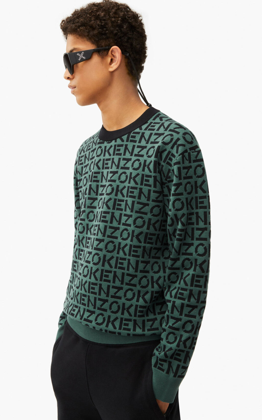 Kenzo Sport monogram Jerseys Hombre Verde Oscuro | 0176832-RV